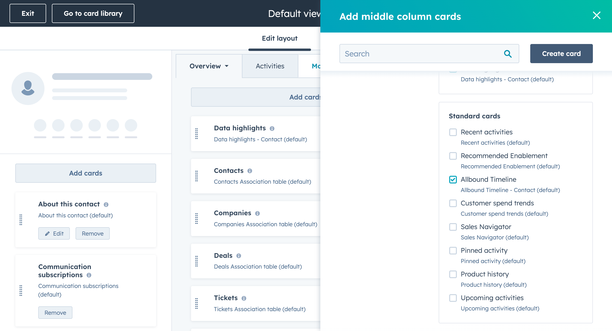 How to add allbound timeline cards to your HubSpot CRM